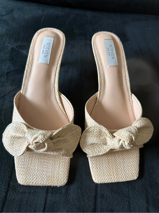 Steven By Steve Madden Shoes - Steven By Steve Madden Knotted Raffia Kitten Heel Slides, 8.5 M